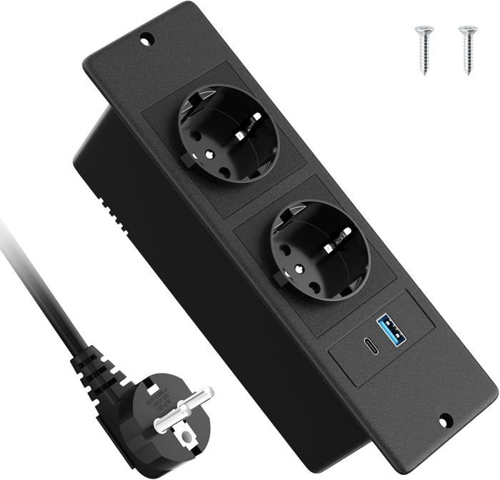 Multiprise De Table Avec Usb C Pd20W, Multiprise 3 Prises Avec