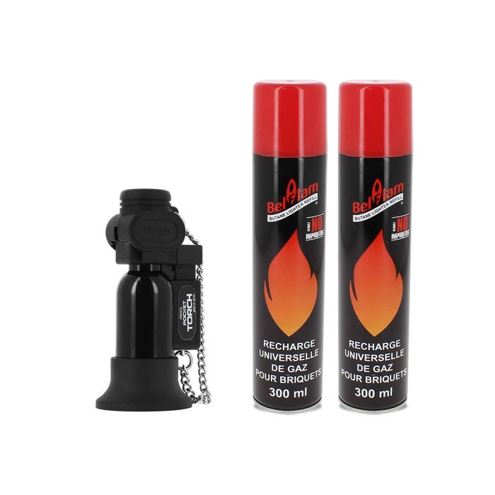 Maxfire Briquet Rétro Triple Jet Rechargeable Au Butane Avec Poinçon Et Support – Allume Tout Puissamment (Vendu Sans Gaz)