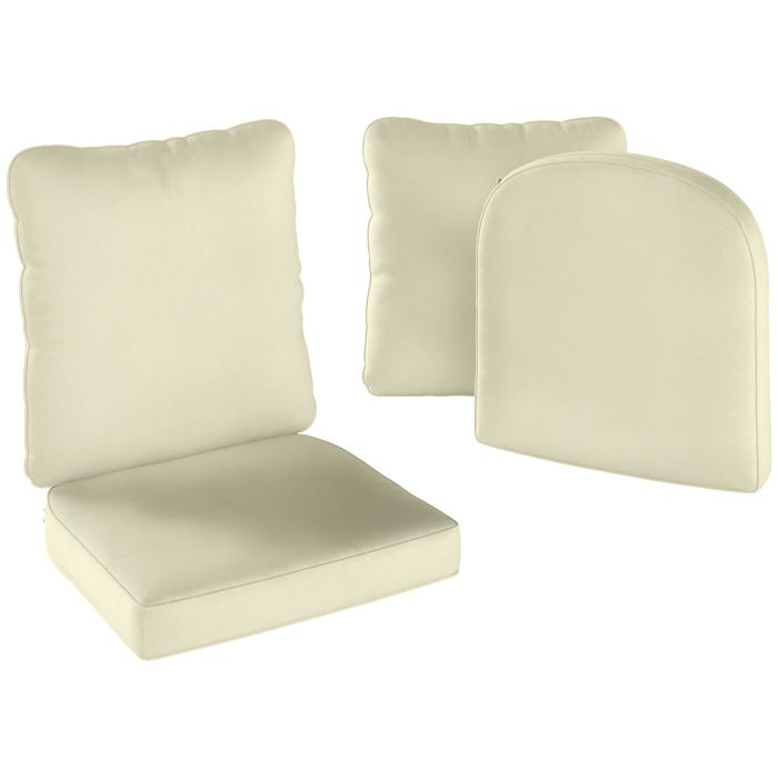 Outsunny Lot De 4 Coussins De Chaise Jardin 42x42 Cm – Blanc Crème, Confortables Et Résistants à L’Eau
