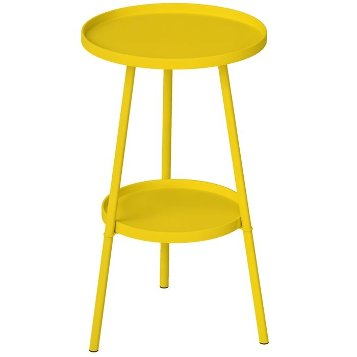Table de jardin - Outsunny - ronde - 2 niveaux - pour terrasse salon balcon - en métal - jaune