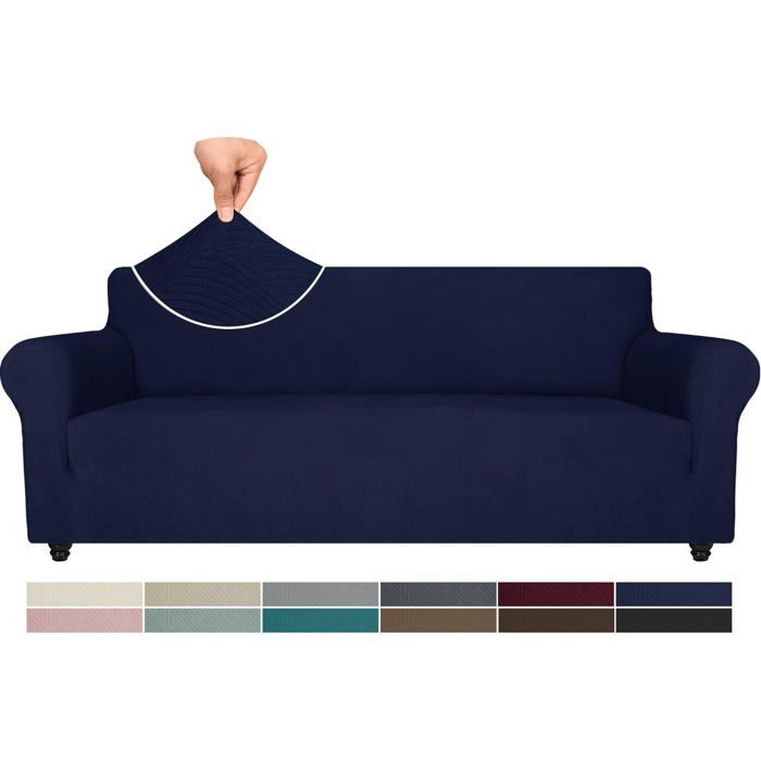 Ystyle Housse Canapé 4 Places avec Accoudoirs Extensible Housses de Canapé Antidérapante Bleu