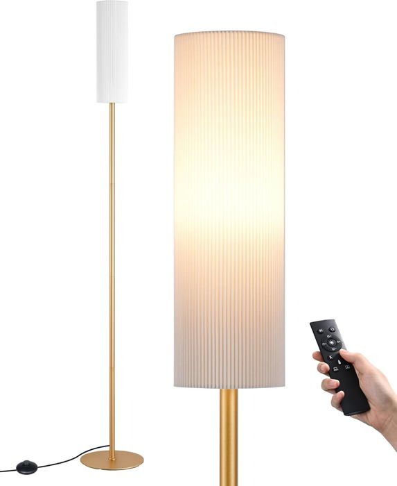 Lampadaire Sur Pied Salon Avec Télécommande - Abat-jour Lin, Gradation Continue 2700K-6000K, 165cm Blanc