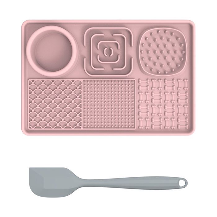 Tapis à lécher en silicone pour chiens et chats tapis à lécher pour gamelle lente (rose)
