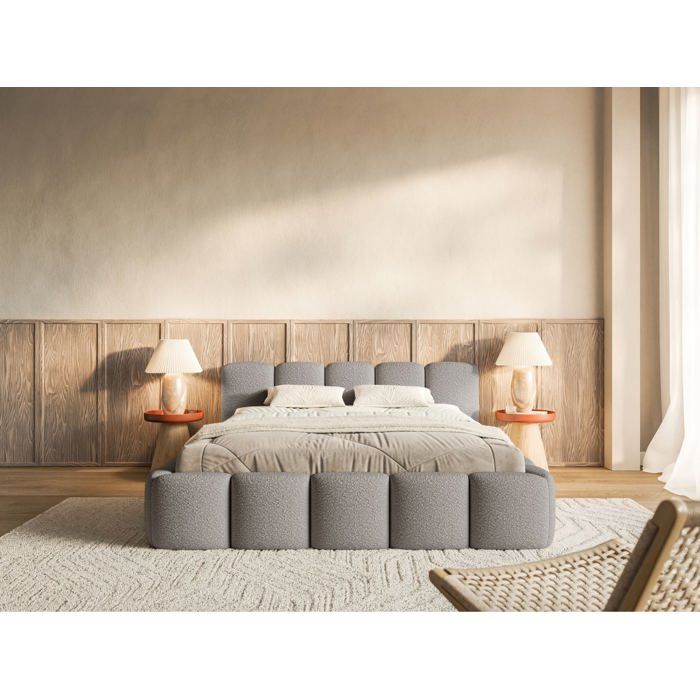 Lit rembourré– Cloudy Low – 160x200 cm – gris