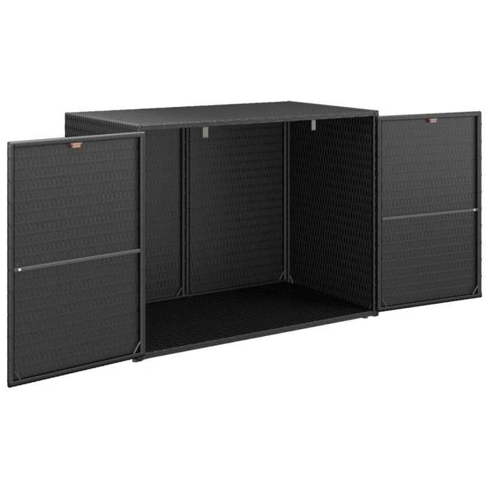 Remise Armoire de rangement jardin - SUMMER - Noir 100 x 555 x 80 cm Résine tressée JILIMAISON2025 4345509