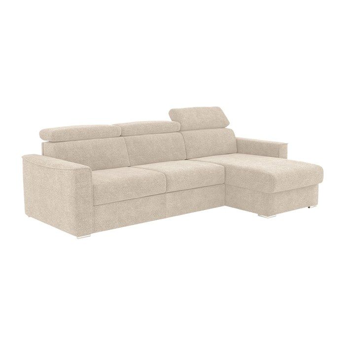 Canapé dangle réversible convertible express en tissu chenille beige - Couchage à lattes larges 140 cm - Matelas 18 cm VIZIR Canapé dangle réversible convertible express en tissu chenille beige - Couchage à lattes larges 140 cm - Matelas 18 cm VIZIR