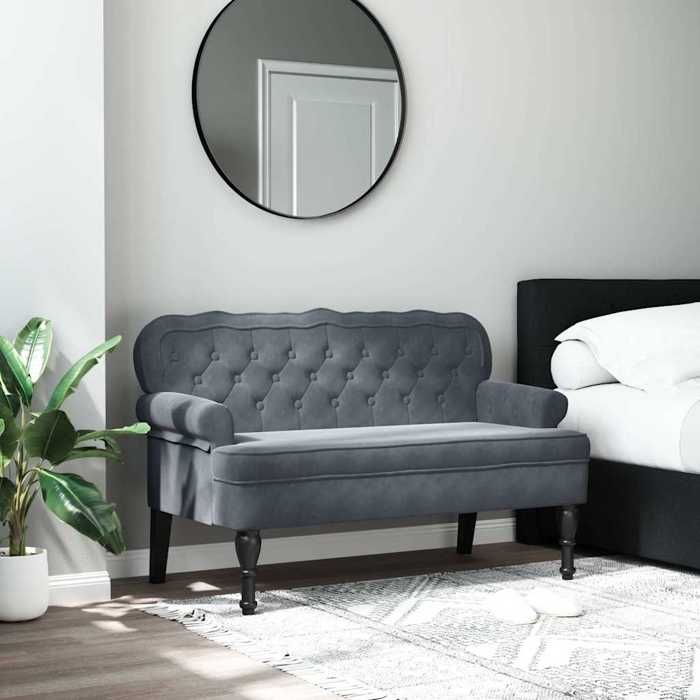 (Gris)Banc avec dossier gris foncé 1195x645x75 cm velours 557382
