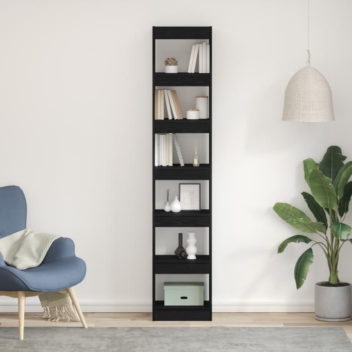 Bibliothèque - Chêne Noir - 80x30x210 cm - 7 étagères - Finition Mat