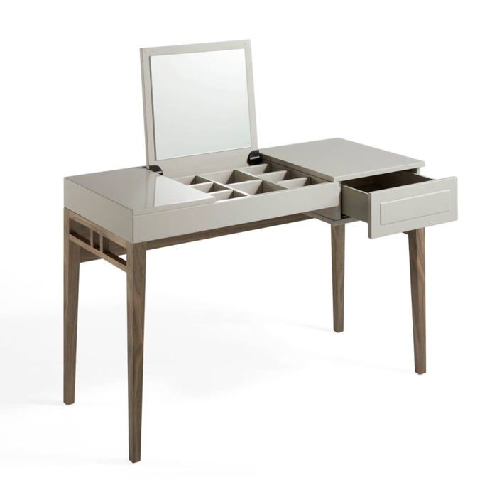 Coiffeuse grise avec tiroir à bijoux et miroir rabattable - Moderne et multifonctionnelle - 120 x 50 x 76 cm - 7001 ANGEL CERDA