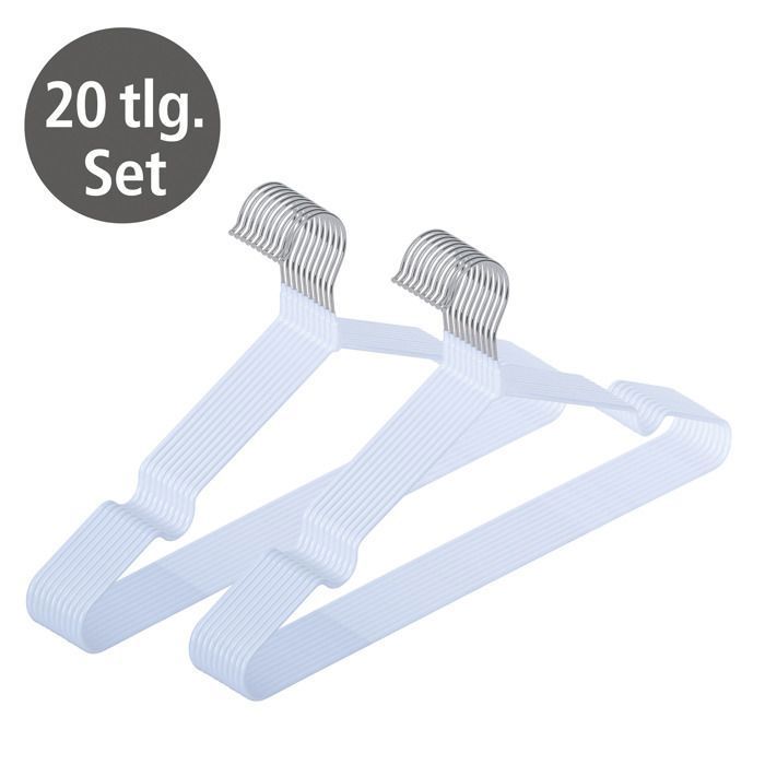 Cintres fins Lot de 20 pièces Gain de place Crochet pivotant Chemises Vestes et Robes Blanc 40x20x0 5 cm