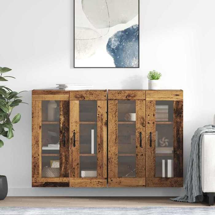 Moderne Armoires Murailles 2 pcsBuffet bahut - Commode/Buffet salon contemporain - Bois Ancien 695 x 34 x 90 cm@FR(954911）