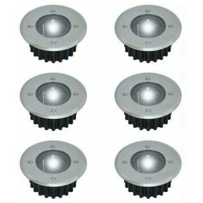 Spots LED solaires encastrables - ZOR® - Lot de 6 - Ronds - Diamètre 85 mm - Extérieur résistant au piétement