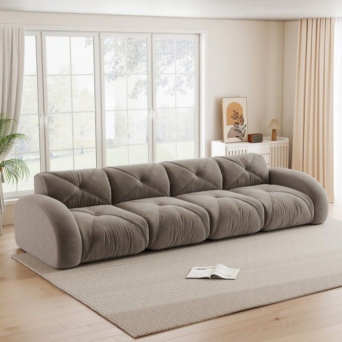 Canapé sans Structure Modulable 4 Places Tissu Chenille Doux Grand Sofa pour Salon Design Antidérapant Aucun Montage Requis M