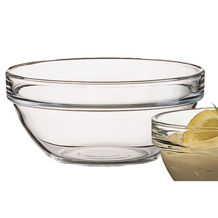 6 saladiers en verre trempé Ø230 mm x H104 mm 290 cl empilables idéaux pour service buffet et cuisine quotidienne .