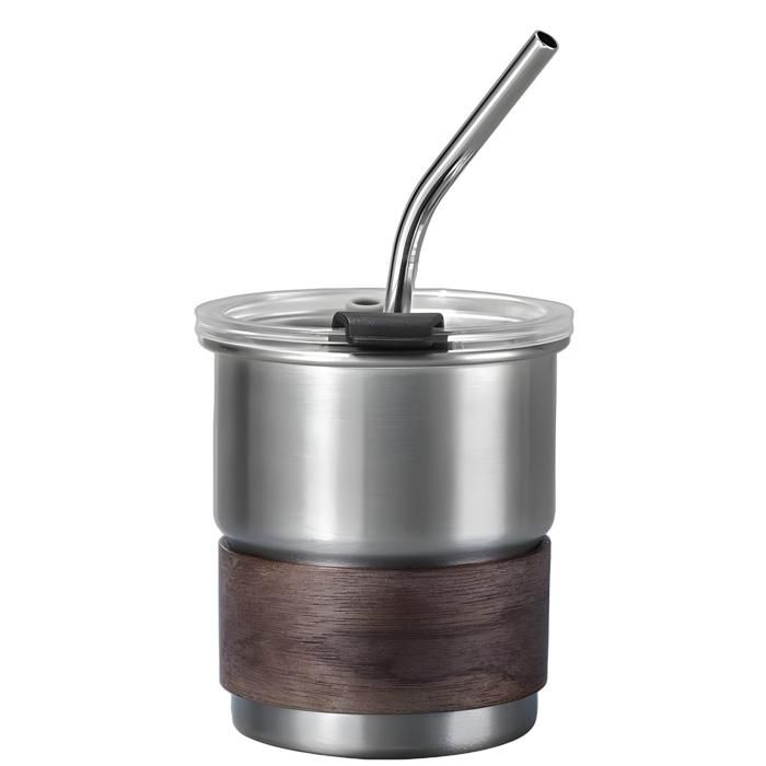 Mug isotherme cafe 300ml en acier  - Lazozo -  inoxydable avec paille et couvercle tasses à café mug isotherme de voyage pour chaud