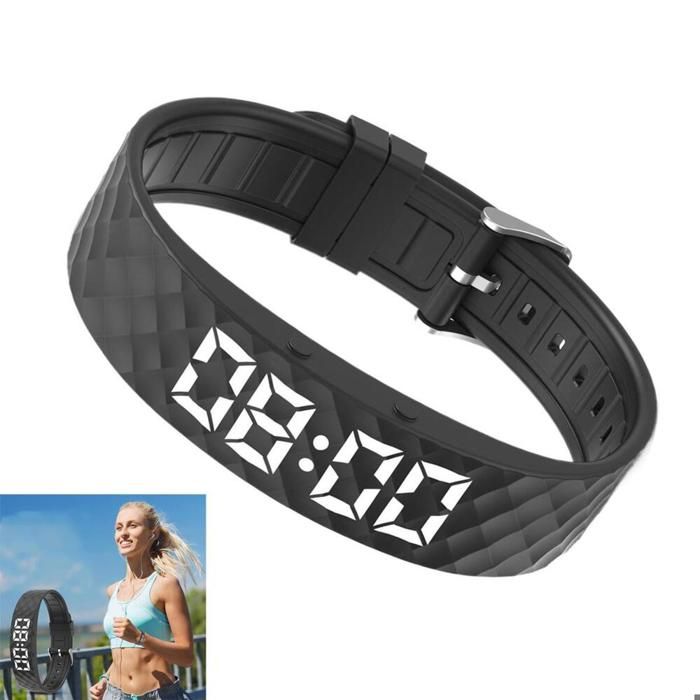 Bracelet réveil vibrant – 8 alarmes suivi du sommeil 30 jours de données dentraînement compte à rebours et chronomètre