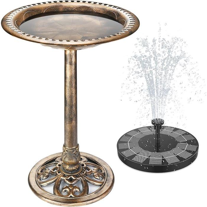 Bain oiseaux extérieur en polyrésine léger pour Jardin avec Fontaine Soire de 25 Wutilisé en Couleur Bronze Antique