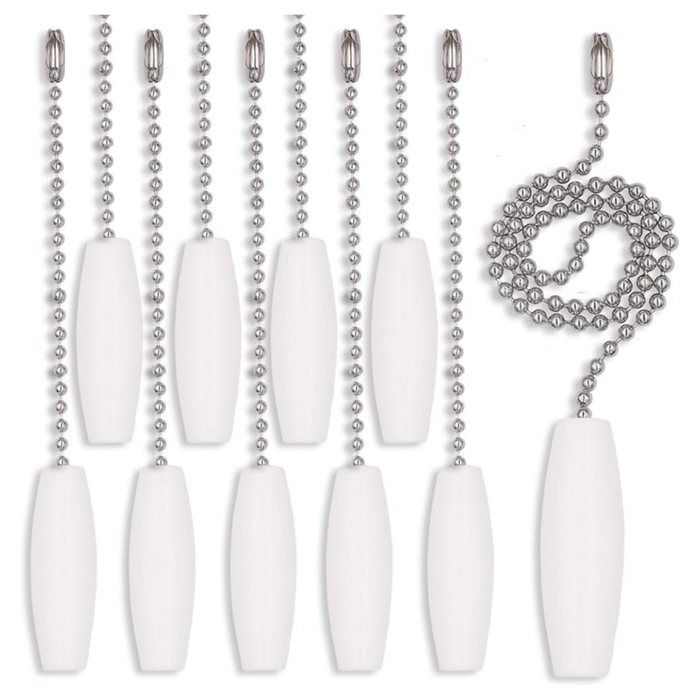 Lot de 10 Chaînettes de 30 cm pour Ventilateur de Plafond avec Perles de 3 mm et Pendentif Décoratif en Bois