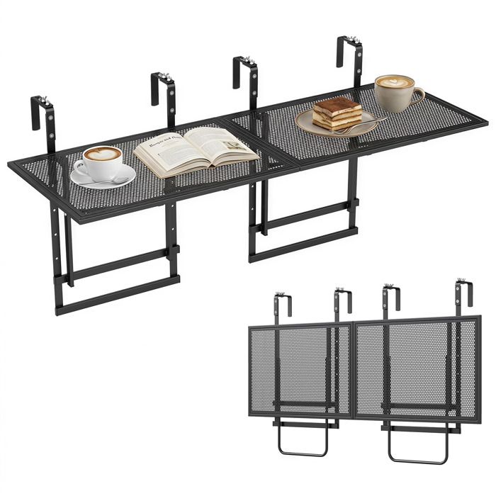 Lot de 2 Table de Balcon Suspendue COSTWAY Tables de Bar Rabattables Connectables Hauteur Réglable 5 Niveaux Crochets Ajustables Lot de 2 Table de Balcon Suspendue COSTWAY Tables de Bar Rabattables Connectables Hauteur Réglable 5 Niveaux Crochets Ajustables