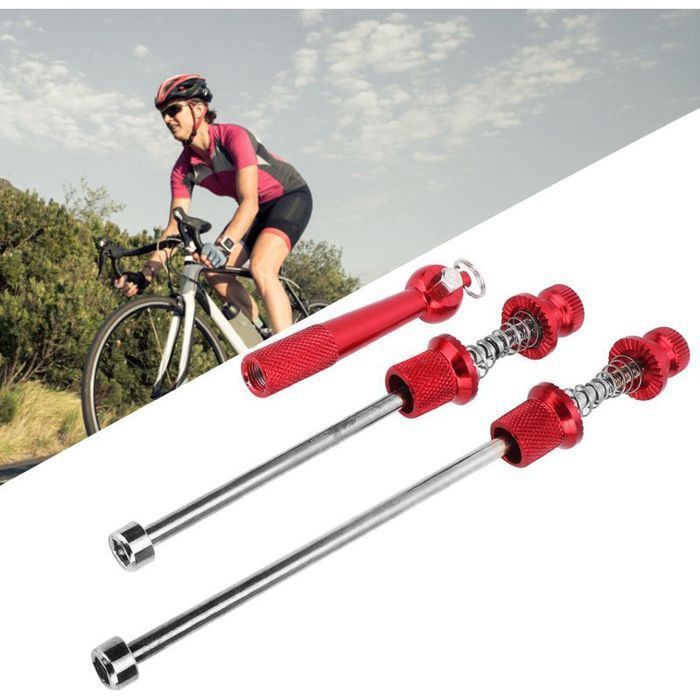Axe de Roue Rapide pour Vélo de Route Attache Rapide Antivol Blocage de Sécurité Alliage dAluminium Rouge Accessoire Vélo