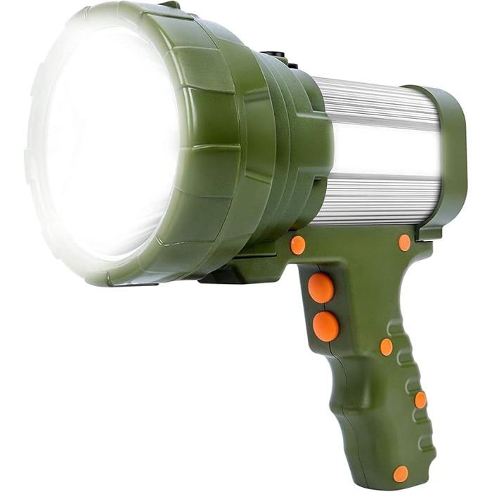 Lampe Torche Led Ultra Puissante Rechargeable USB Longue Portée Lampe de Poche 6000 Lumens 10000mAH Super Brillante HauteVert