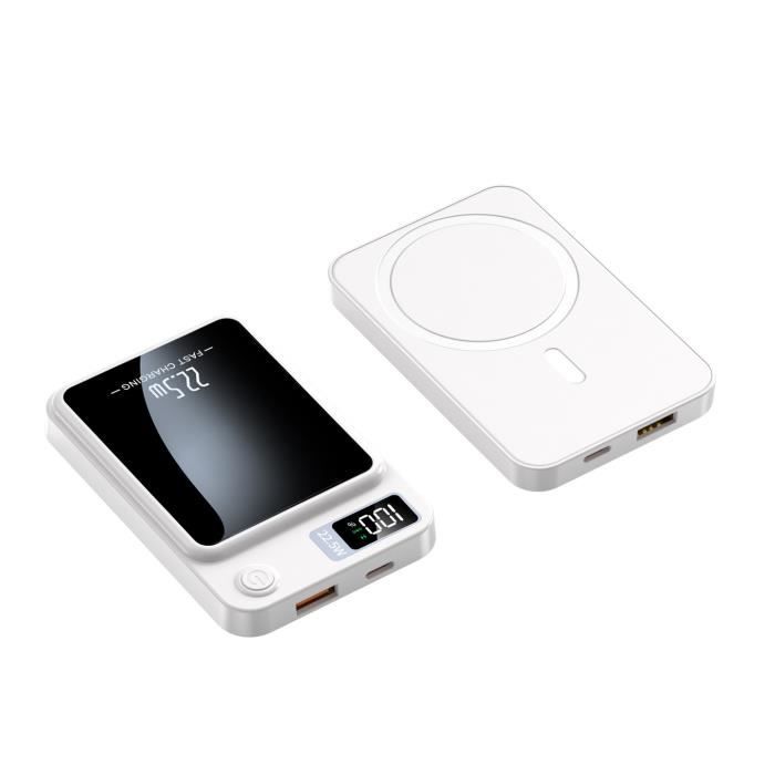 5000mAh Blanc-batterie externe magnétique sans fil,Charge rapide 20W, pour  iphone 12, 13, 14 Pro Max