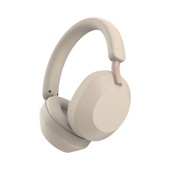 Casque Bluetooth sur l'oreille avec cache-oreilles complet, casque de musique sans fil en coton stéréo, couleur Champagne