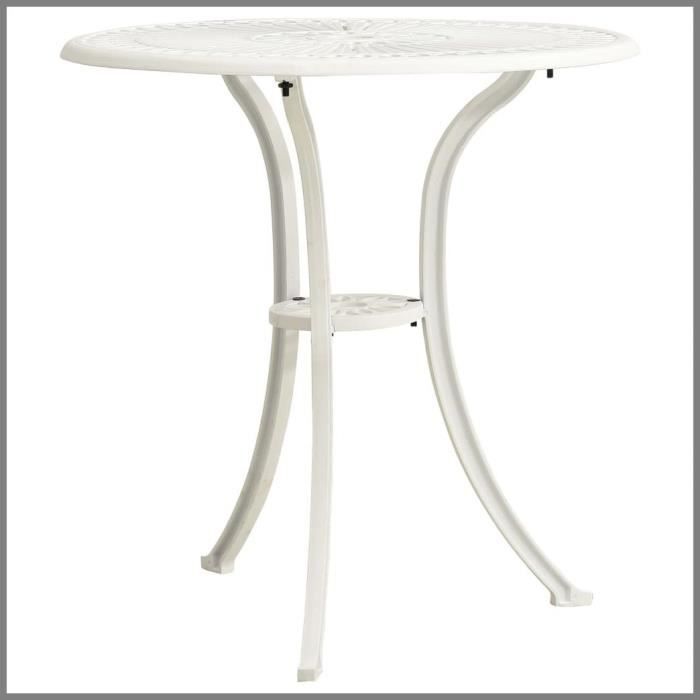 Table de jardin Blanc 62x62x65 cm Aluminium coulé -BK315581 (PLA)