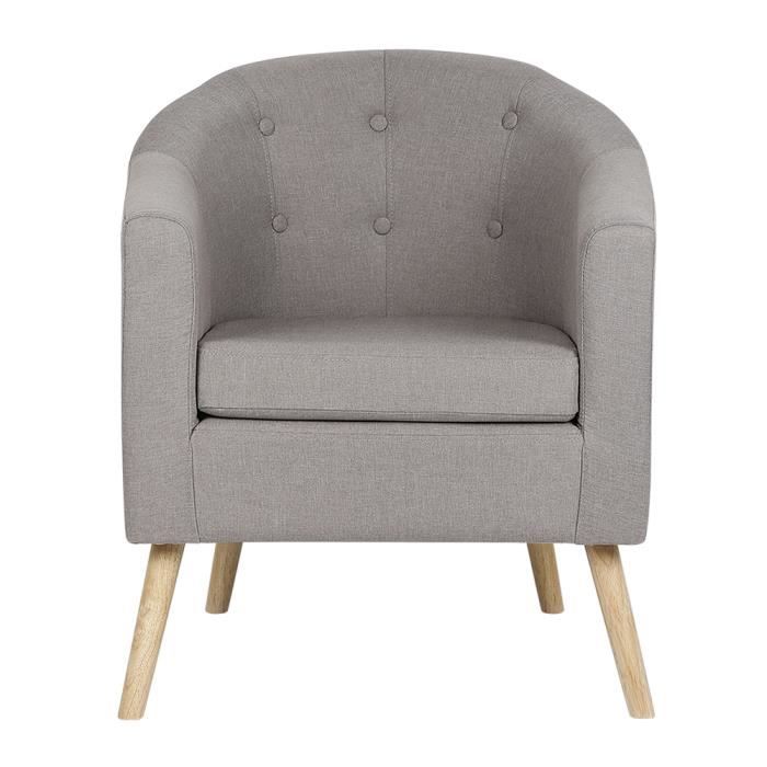 Fauteuil Chaise Salon Scandinave - FIRNOSE - Gris - 64 x 50 x 79 cm - Lin - Meubles Classique