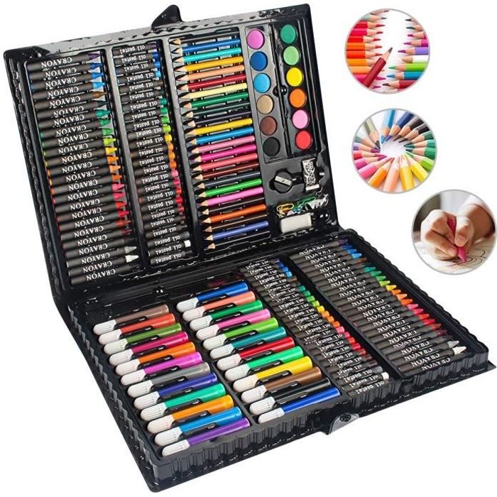 Froadp 168 pièces Kit de Peinture Professionnel Malette Comprenant Inclus Pastel Aquarelle Pigments Crayons et Materiel Dessin Ensemble d’Artiste