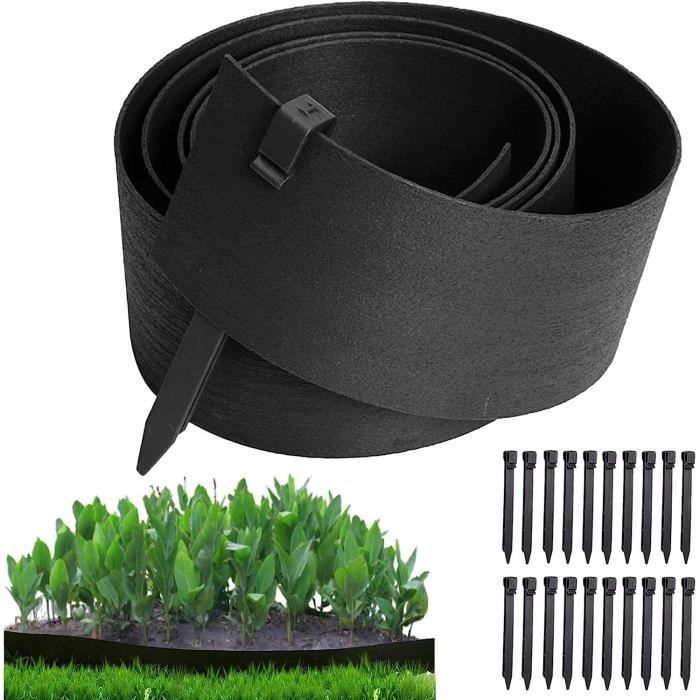 Bordure De Jardin Flexible Blanche 4 Cm X 10 Mètres Avec 20 Piquets D'Ancrage - Facile à Installer