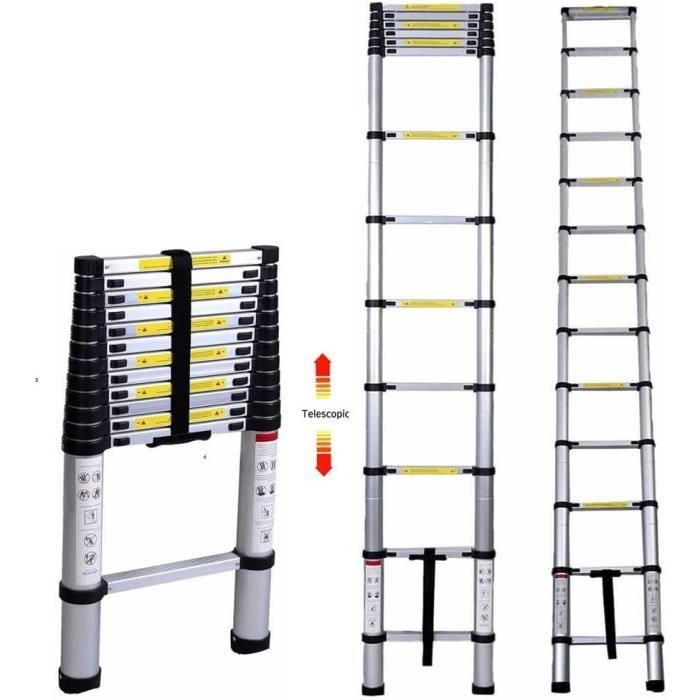 Échelle télescopique pliable en aluminium - 3.80 mètres GT MARKET
