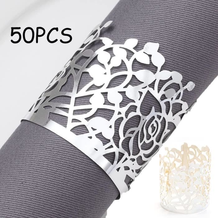 Anneau de Serviette en Papier jetables Porte Serviette de Table en forme de roses Boucles de serviette creux réfléchissant pour Fête