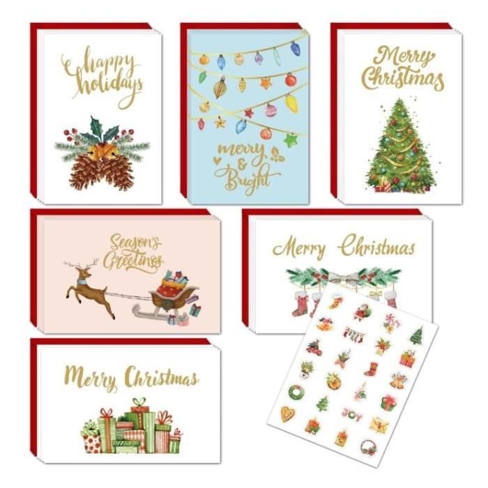 Kit 12 Cartes De Noël Diamond Art à Customiser - Avec Strass, Stylo, Enveloppes - Activité Manuelle Pour Adultes Et Enfants
