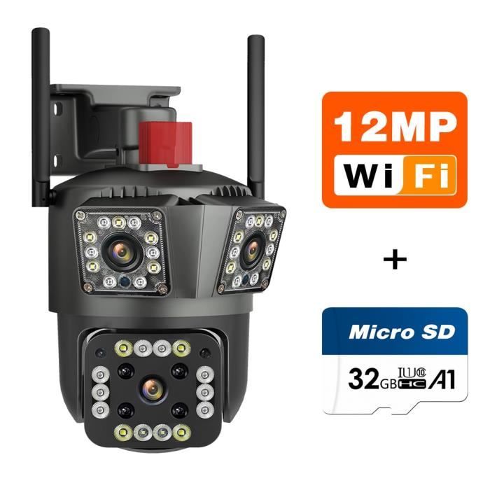 Caméra de Surveillance extérieure PTZ IP WiFi couleur 8MP/4K, dispositif de  sécurité sans fil, avec