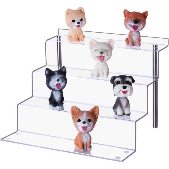 Présentoir Acrylique LileZbox Pour Figurines - 4 Étages Transparents - Pack De 2