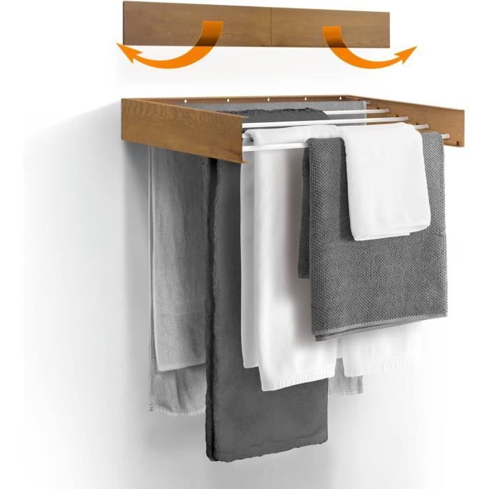 Etendoir Linge Interieur Pliable Mural, Étendoir Mural Extérieur,Porte