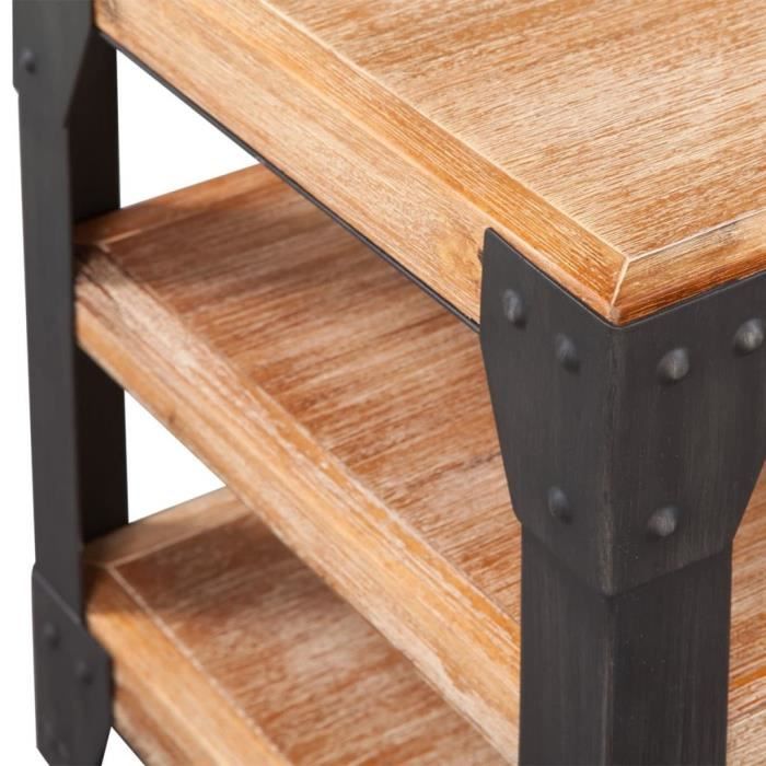 Meuble TV - KAI - Bois dacacia massif - 140 x 40 x 45 cm - Tiroir inclus - Finition brossée Meuble TV - KAI - Bois dacacia massif - 140 x 40 x 45 cm - Tiroir inclus - Finition brossée