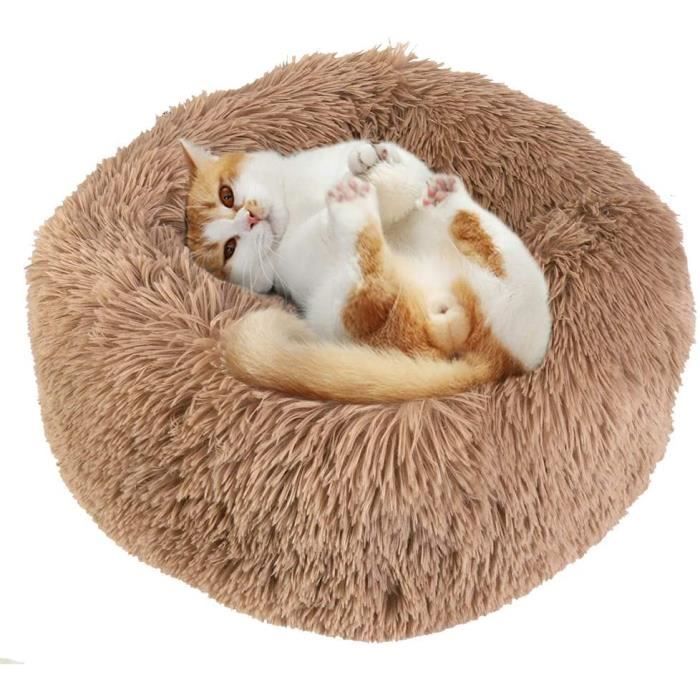 Lit De Chat Moelleux Paniers Pour Chiens Chats Lit De Chien Rond Confortable Lit Doux Pour Animal De Compagnie Marron Beige 40cm Cdiscount Animalerie
