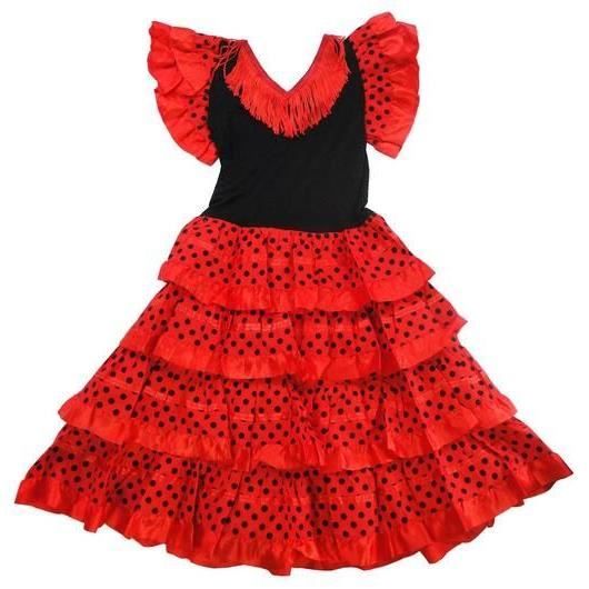 robe de FLAMENCO femme traditionnelle ROSE à POIS NOIRS en 18 ans