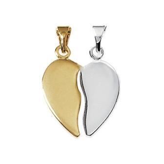 Pendentif Cœur Brisé En Or Blanc Et Or Jaune 18 Carats - Neuf Avec étiquettes, Unisexe