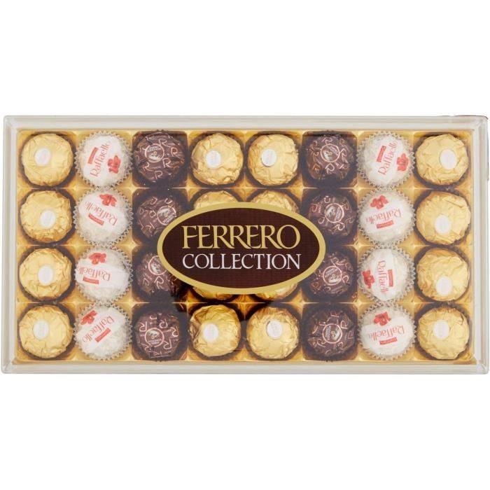 SH-01 Boîte de bonbons de 5 bandes - 1 - *RAFFAELLO*, 3 - *FERRERO ROCHER*  chocolat au lait et 1 - *FERRERO ROCHER* chocolat noir. - SH-01