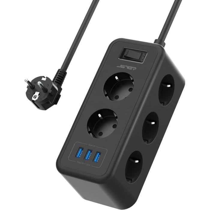 Multiprise 8 Prises Avec 3 Ports USB Chargeur(5V3,1A-15,5W) 11 En 1