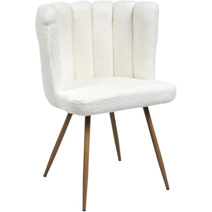 chaise assise en tissu bouclette blanc ariel blanc