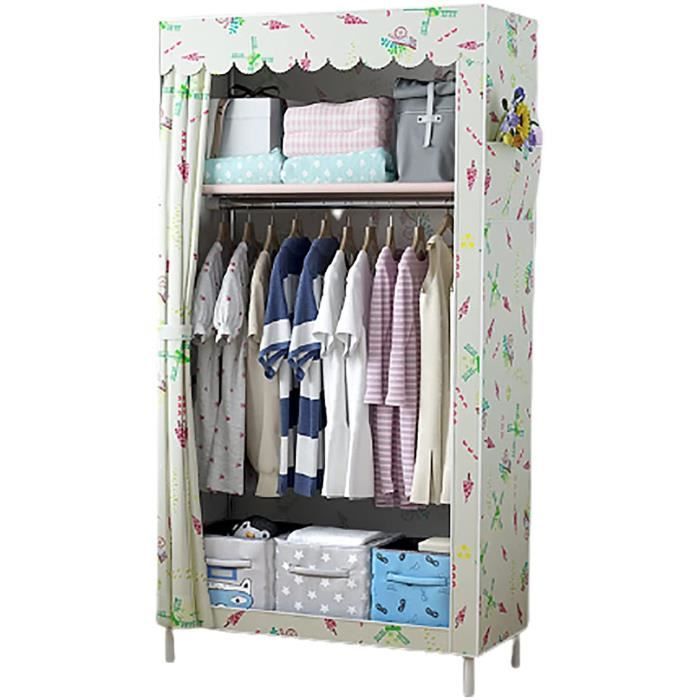 Armoire Portative En Tissu Avec Rails Suspendus - Penderie - 169x44x181 Cm
