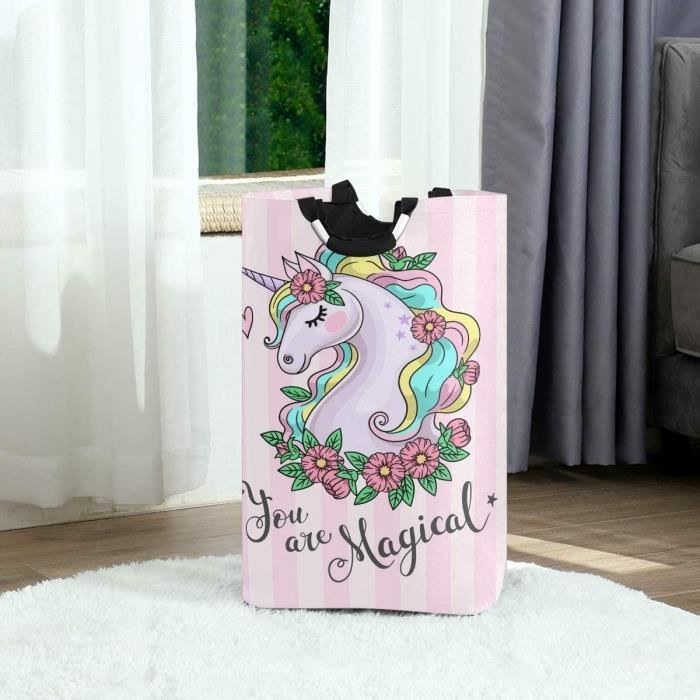Panier À Linge Pliable – Panier À Linge Rayé Licorne Pour Chambre D