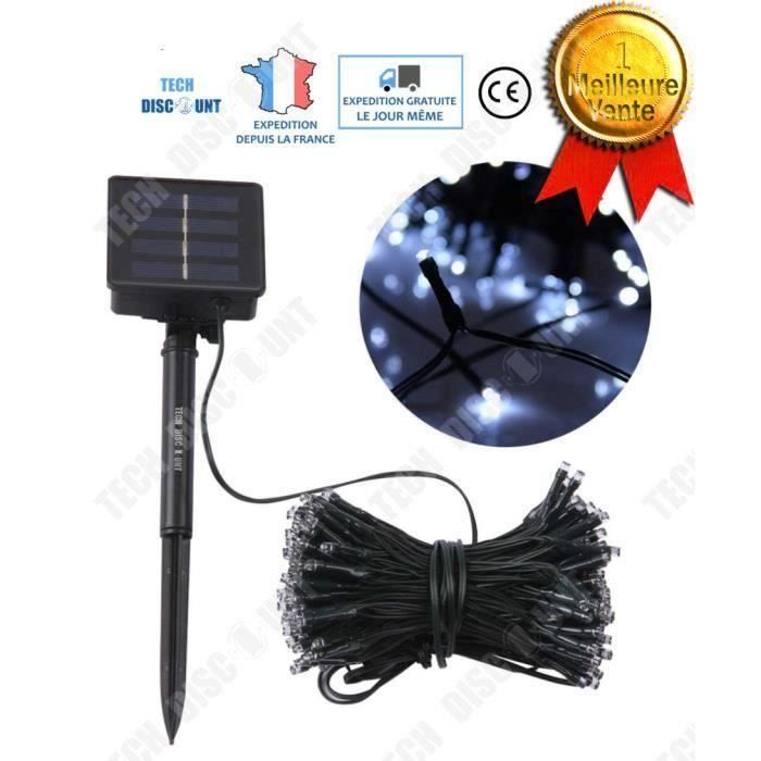 Guirlande Lumineuses Solaires Exterieur, 11M 60 Led Guirlande Lumineuse Solaire Étanche, 8 Modes