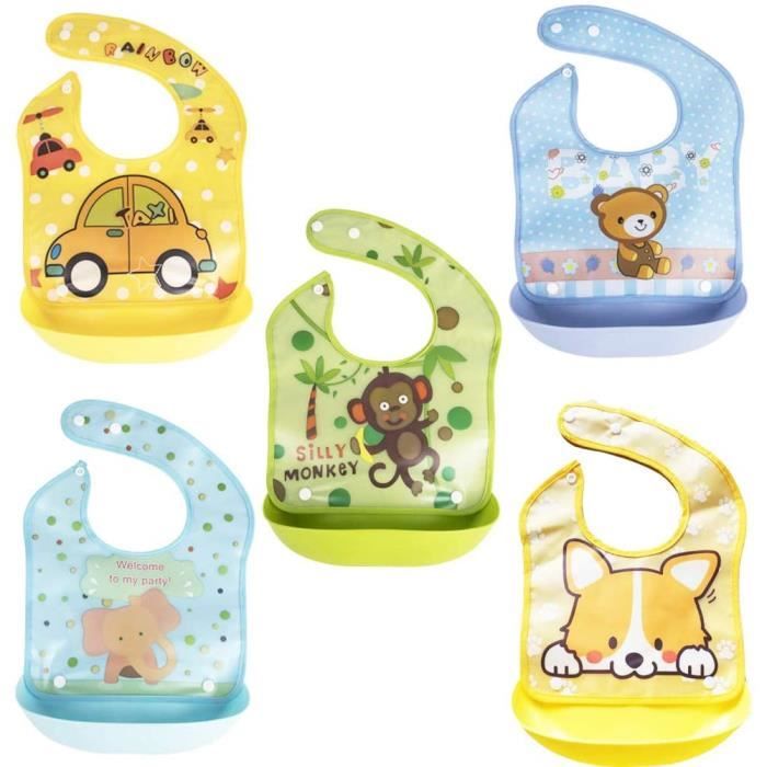 Le Repas De Bebe Xm Amigo Lot De 5 Bavettes Impermeables En Silicone Amovibles Pour Bavoir De Sevrage Et D Alimentation Cdiscount Puericulture Eveil Bebe