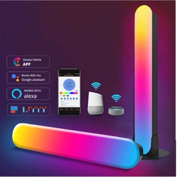 Barre lumineuse LED intelligente avec WiFi, RGB, 12 Modes de synchronisation de la musique, luminaire décoratif pour mur TV, salle d