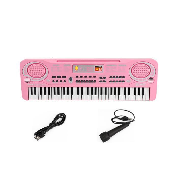 Piano enfant claviers électroniques 61touche clavier à orgue numérique avec  Microphone cadeau pour fille-Rose - Cdiscount Instruments de musique